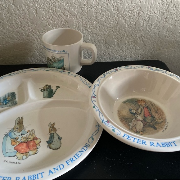 Vintage Peter Rabbit and Friends by Eden, Melamine Child's Cup Bowl & Plate Set - Picture 11 of 15